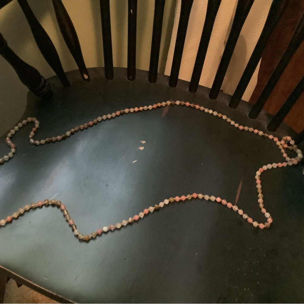 Elegant Beaded Necklace - Pink, Brown and Clear